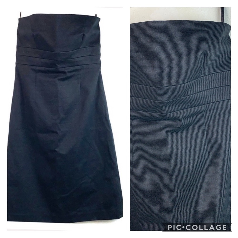 BR: strapless A line cotton stretch cocktail dress